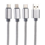 کابل تبدیل USB به لایتنینگ/USB-C/microUSB گلکسبیت مدل T3 طول 1.2 متر