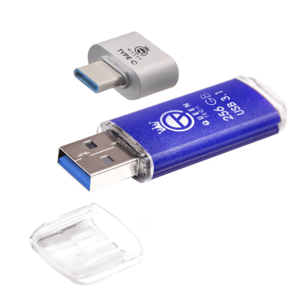 فلش مموری کوئین تک مدل QUICK USB3.1 CPLUSظرفیت 256 گیگابایت به همراه مبدل USB-C