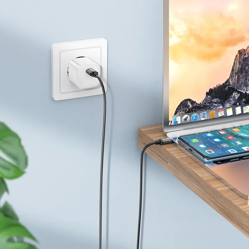 BOROFONE_CABLE_BX87_TYPE-C_TO_TYPE-C_1M_60W-8 کابل شارژ 60 وات USB-C به USB-C بروفون مدل BX87 - Image 4